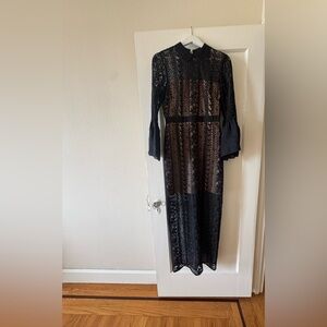 🔥 Mikael Aghal Amazing Black Lace dress with nude underneath